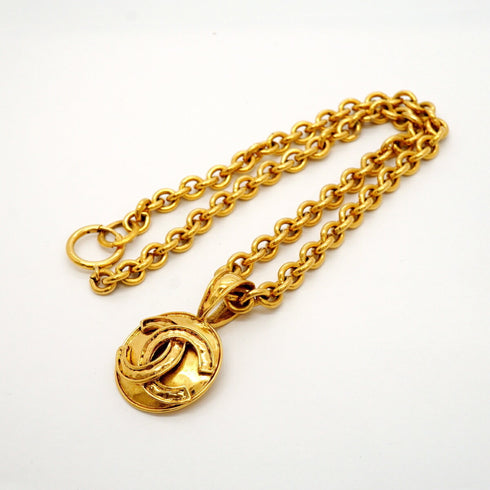 CC Logo Circle Pendant Necklace Metal