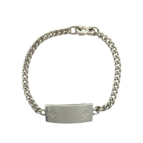 Medical ID Plate Bracelet Sterling Silver