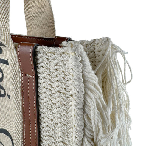 Woody Tote Canvas with Leather Small