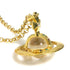 Pendant Necklace Glass and Metal Gold
