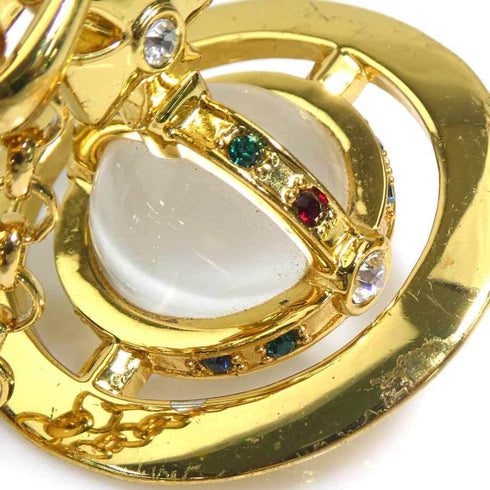 Pendant Necklace Glass and Metal Gold