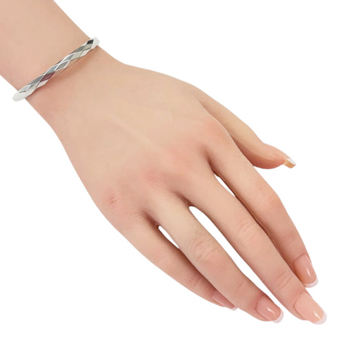 Facette Bangle 18K White Gold Bracelet