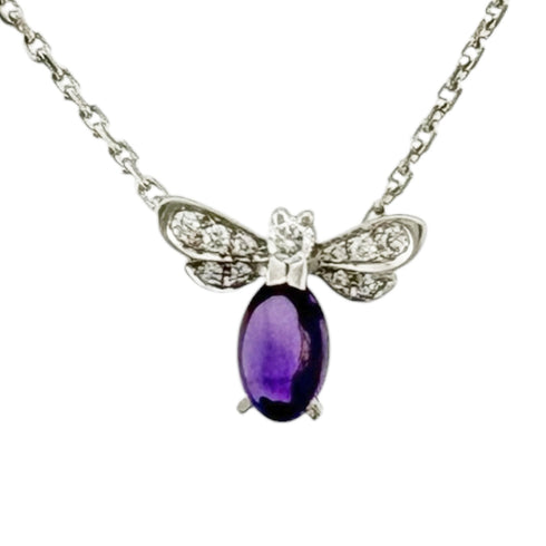 Attrape-Moi Pendant Necklace 18K White Gold with Amethyst and Diamond