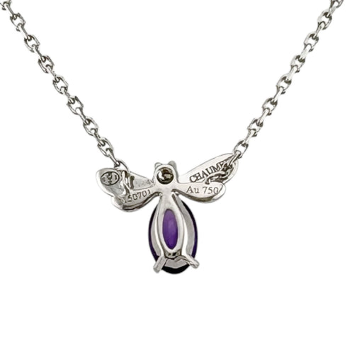 Attrape-Moi Pendant Necklace 18K White Gold with Amethyst and Diamond