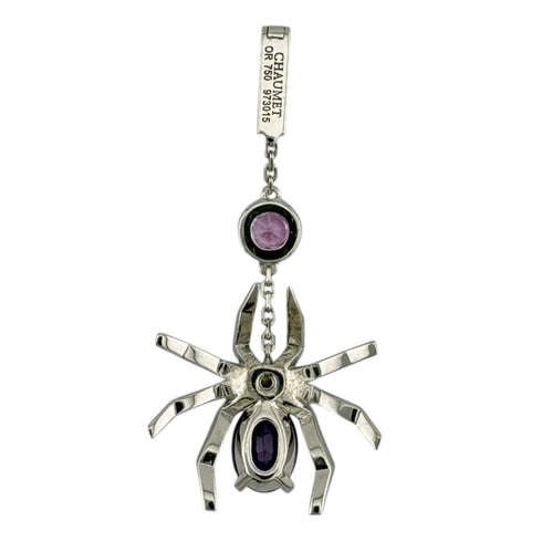 Brooch 18K White Gold with Amethyst and Pink Sapphire Spider Design