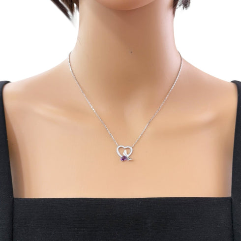 Attrape-Moi Pendant Necklace 18K White Gold with Amethyst and Diamond