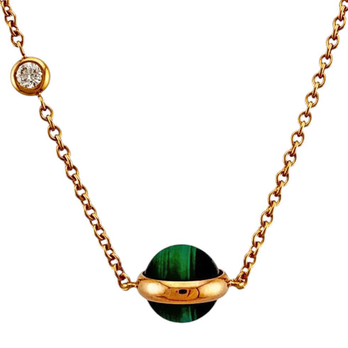 Possession Pendant Necklace 18K Rose Gold with Malachite and Diamond