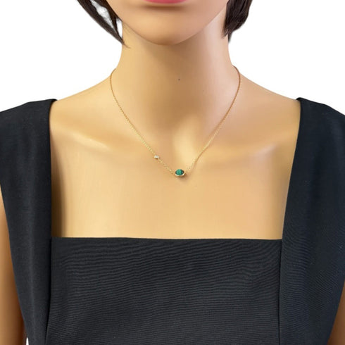 Possession Pendant Necklace 18K Rose Gold with Malachite and Diamond