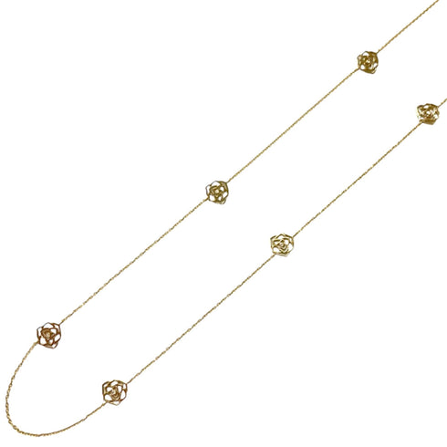 Pendant Necklace 18K Yellow Gold With 10 Diamonds Rose Design