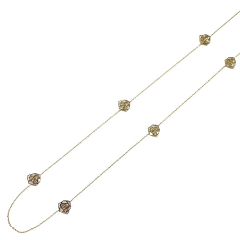 Pendant Necklace 18K Yellow Gold With 10 Diamonds Rose Design