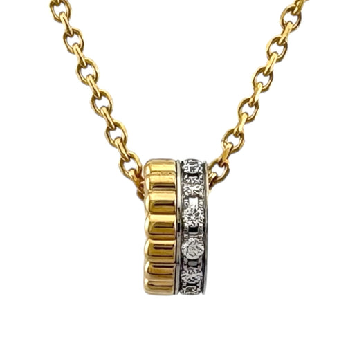 Quatre Radiant Pendant Necklace 18K White Gold and 18K Yellow Gold Mini