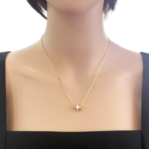 Quatre Whites Pendant Necklace Ceramic and 18K White Gold and 18K Yellow Gold