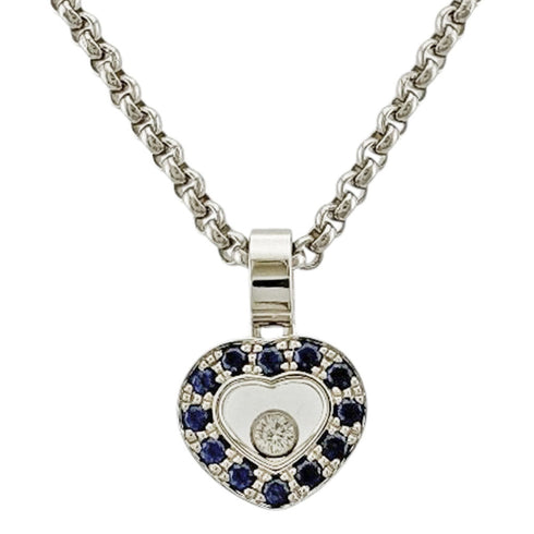 Pendant Necklace 18K White Gold with Diamonds and Sapphires
