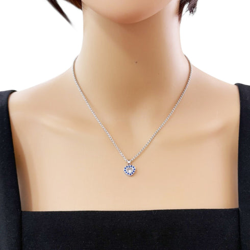 Pendant Necklace 18K White Gold with Diamonds and Sapphires