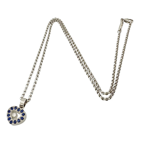 Pendant Necklace 18K White Gold with Diamonds and Sapphires