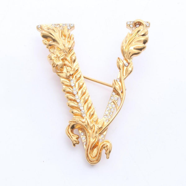Brooch Gold and Rhinestone