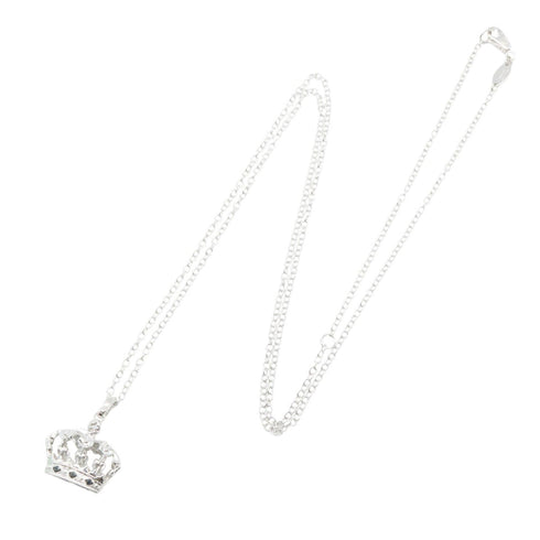 Crown Pendant Necklace 18K White Gold With Black Diamond