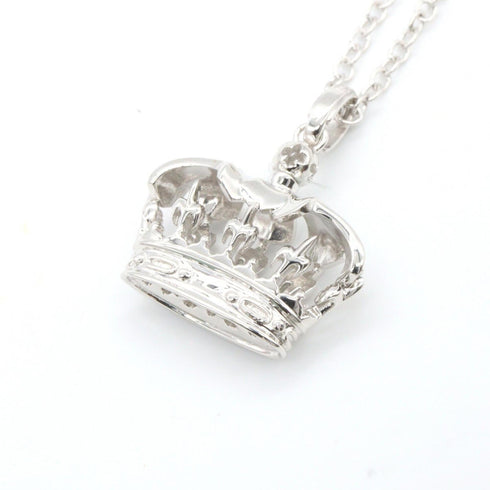 Crown Pendant Necklace 18K White Gold With Black Diamond