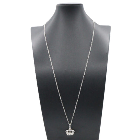 Crown Pendant Necklace 18K White Gold With Black Diamond