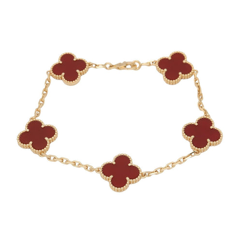 Vintage Alhambra Bracelet 18K Yellow Gold and Carnelian