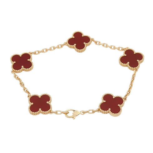 Vintage Alhambra Bracelet 18K Yellow Gold and Carnelian