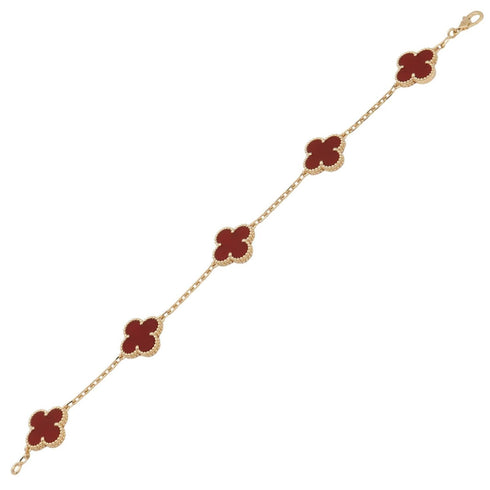 Vintage Alhambra Bracelet 18K Yellow Gold and Carnelian