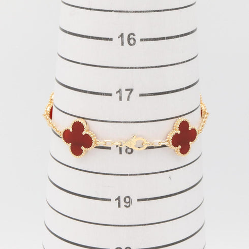 Vintage Alhambra Bracelet 18K Yellow Gold and Carnelian