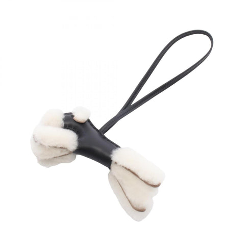 Charm Sheepskin Agneau Milo and Leather Black and Ivory Handbag Charm