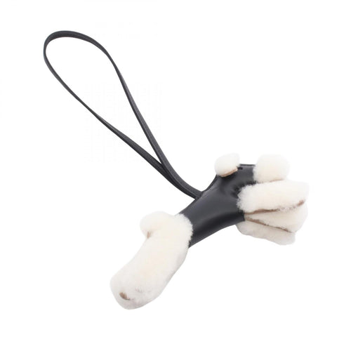 Charm Sheepskin Agneau Milo and Leather Black and Ivory Handbag Charm