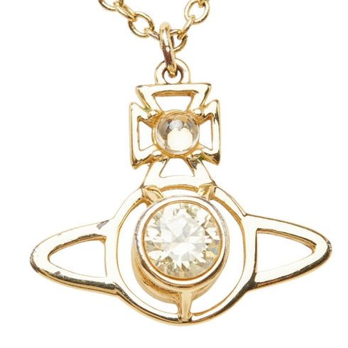 Pendant Necklace Gold and Rhinestone