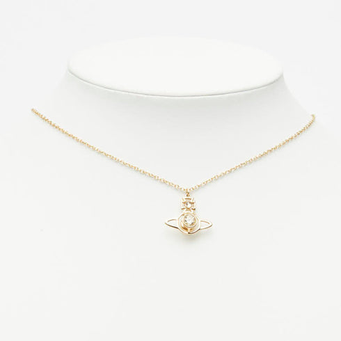 Pendant Necklace Gold and Rhinestone