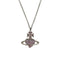 Pendant Necklace Metal and Rhinestone Purple and Silver