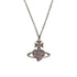 Pendant Necklace Metal and Rhinestone Purple and Silver