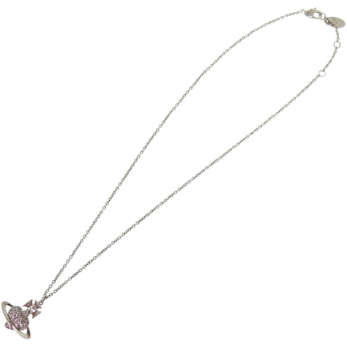 Pendant Necklace Metal and Rhinestone Purple and Silver