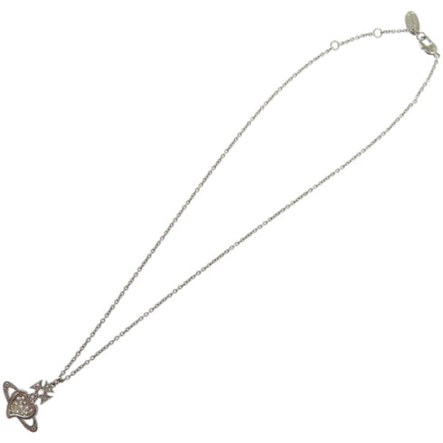 Pendant Necklace Metal and Rhinestone Purple and Silver