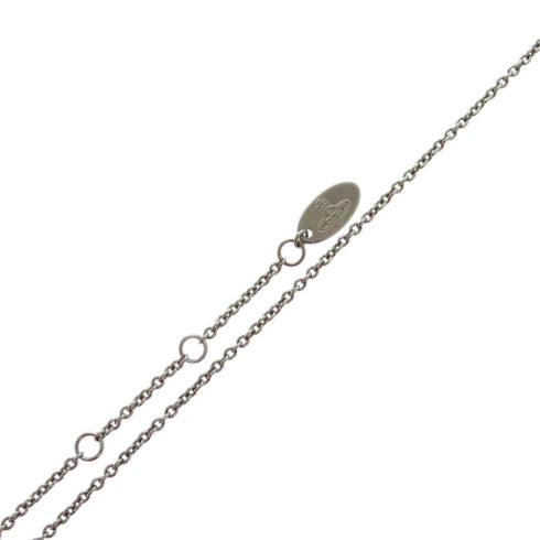 Pendant Necklace Metal and Rhinestone Purple and Silver