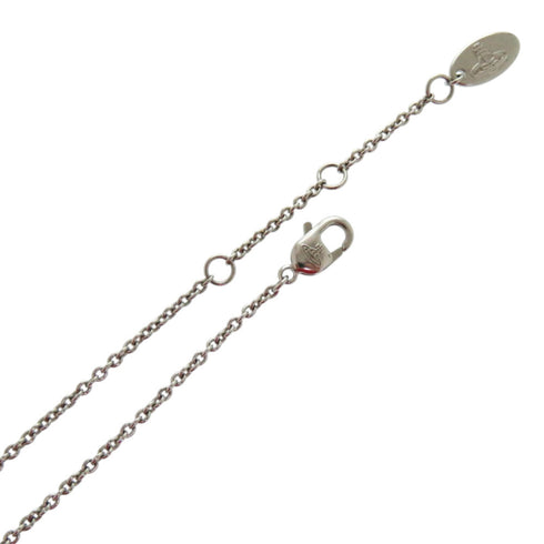 Pendant Necklace Metal and Rhinestone Purple and Silver
