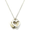 Double Heart Pendant Necklace Sterling Silver and 18K Yellow Gold