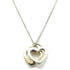 Double Heart Pendant Necklace Sterling Silver and 18K Yellow Gold