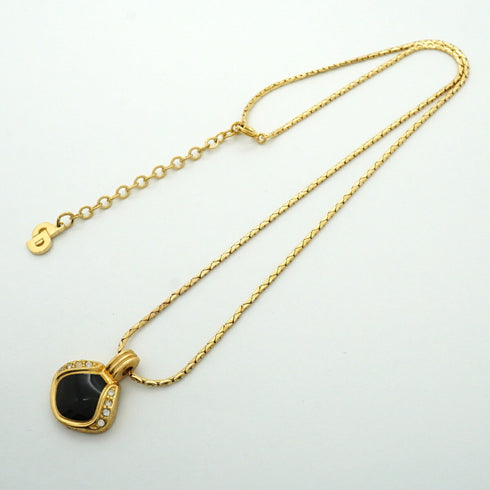 Pendant Necklace Gold and Rhinestone