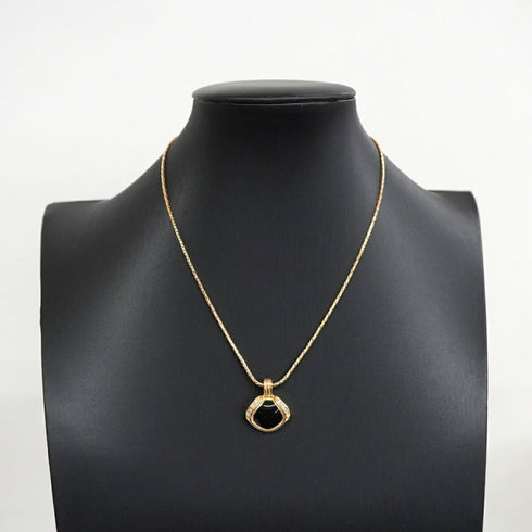 Pendant Necklace Gold and Rhinestone