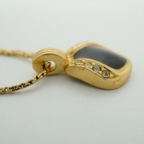 Pendant Necklace Gold and Rhinestone