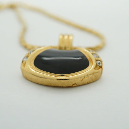 Pendant Necklace Gold and Rhinestone