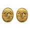 CC Logo Oval Clip-On Earrings Metal Gold-Tone Metal
