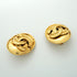 CC Logo Oval Clip-On Earrings Metal Gold-Tone Metal