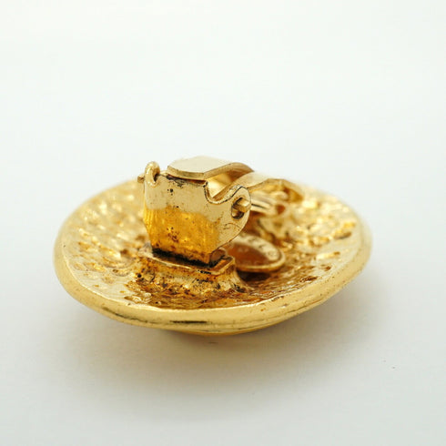 CC Logo Oval Clip-On Earrings Metal Gold-Tone Metal