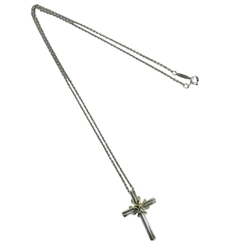Vintage Pendant Necklace Sterling Silver and 18K Yellow Gold