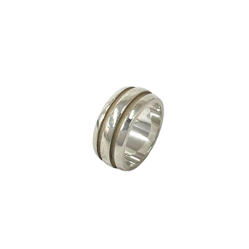 Vintage Grooved Double Line Ring Sterling Silver