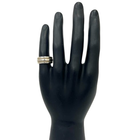 Vintage Grooved Double Line Ring Sterling Silver