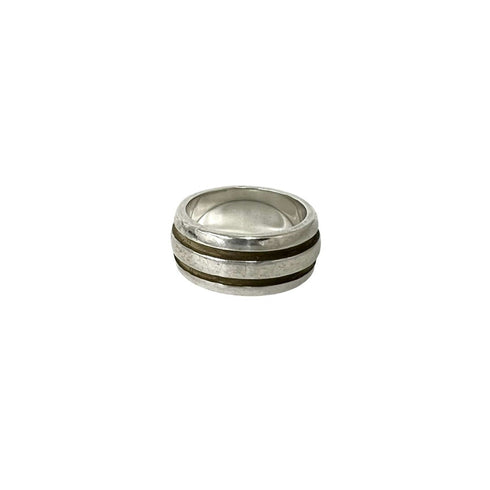 Vintage Grooved Double Line Ring Sterling Silver